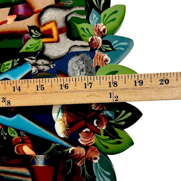 Hand-Painted Christmas Nativity‎ Scene Wooden Folk Art Wreath Wall Art - Picture 6 of 7